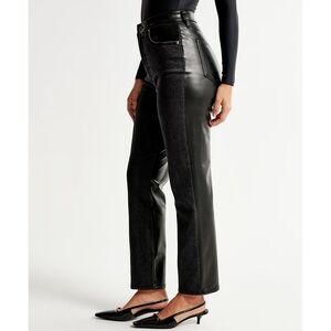 NWT Abercrombie & Fitch Mixed Fabric Ultra High Rise Ankle Straight Jean